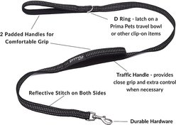 Prima Pets Dual-Handle Reflective Dog Leash, Medium, 4-ft, Black slide 2 of 8