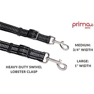 Prima Pets Dual-Handle Reflective Dog Leash, Medium, 4-ft, Black