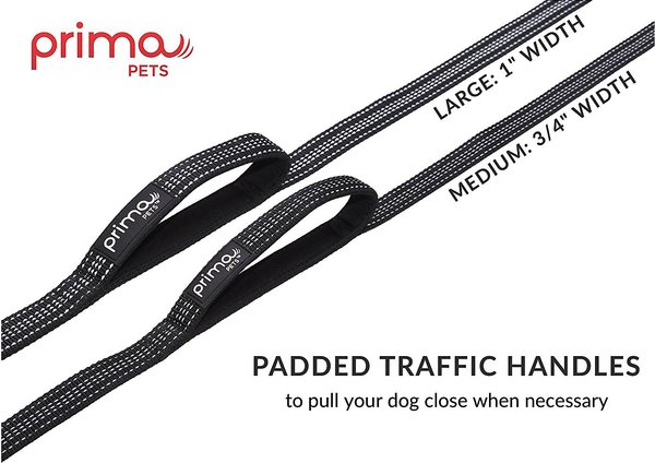 Show full view: Prima Pets Dual-Handle Reflective Dog Leash, Medium, 4-ft, Black slide 4 of 10