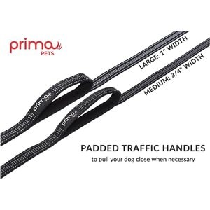 Prima Pets Dual-Handle Reflective Dog Leash, Medium, 4-ft, Black