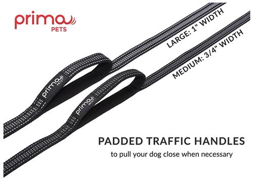 Show full view: Prima Pets Dual-Handle Reflective Dog Leash, Medium, 4-ft, Black slide 5 of 11