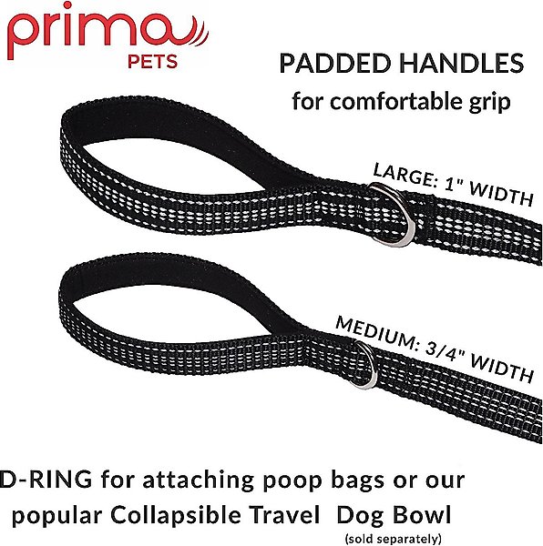Show full view: Prima Pets Dual-Handle Reflective Dog Leash, Medium, 4-ft, Black slide 5 of 10