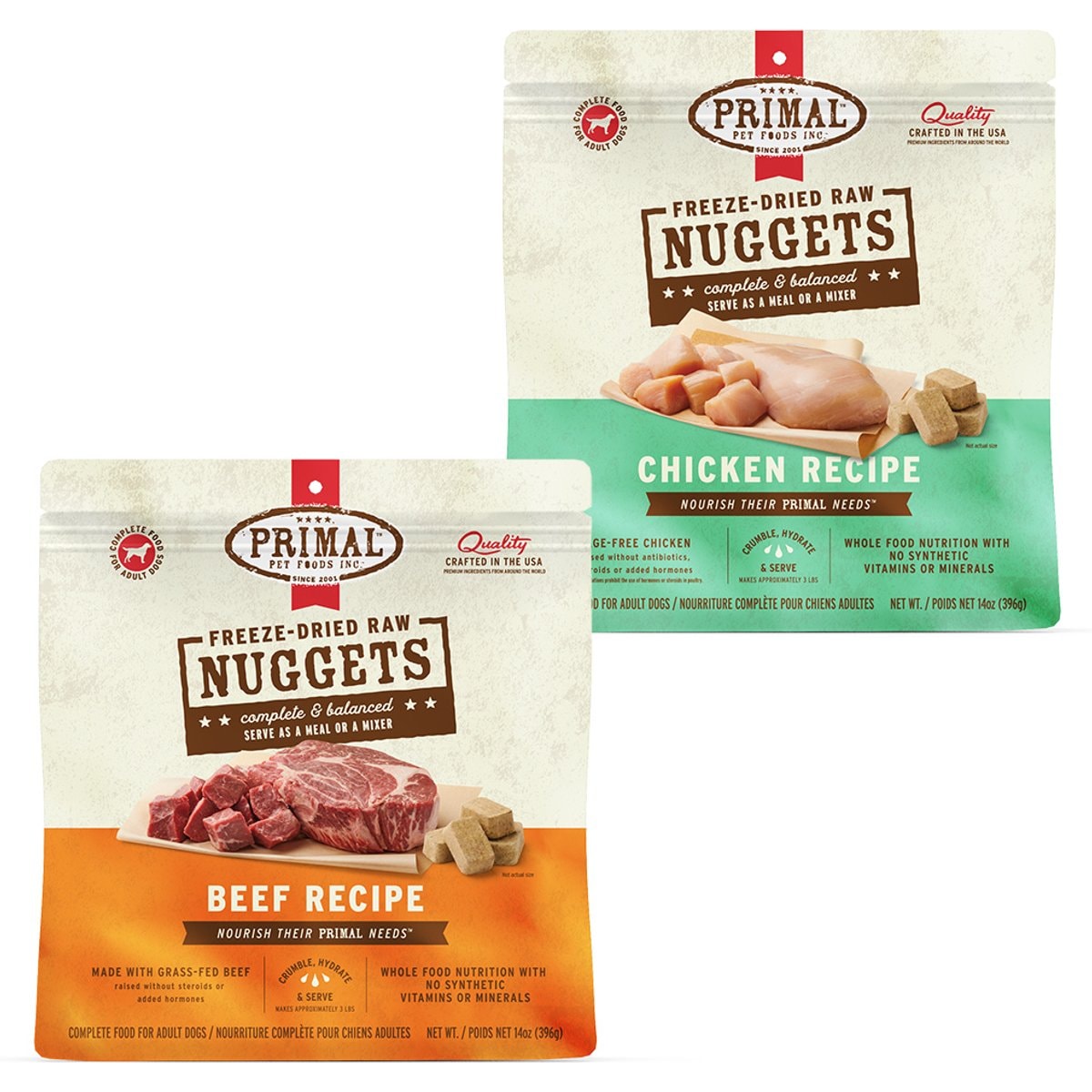Primal Beef Formula + Chicken Formula Nuggets Freeze-Dried Dog Food