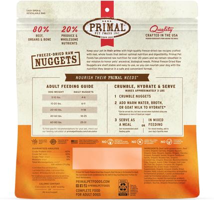 Show full view: Primal Beef Formula + Chicken Formula Nuggets Freeze-Dried Dog Food slide 3 of 9