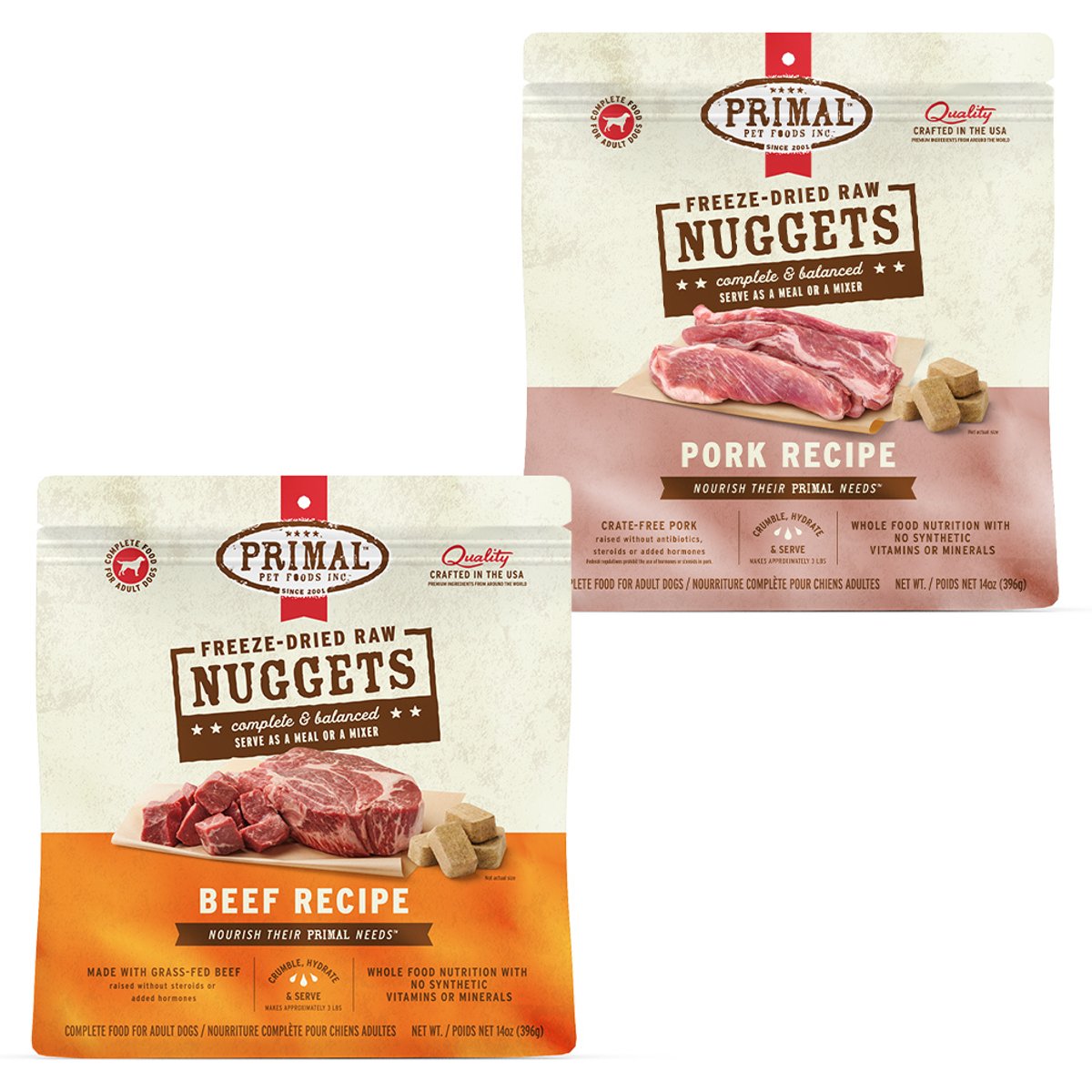Primal Beef Formula + Pork Formula Nuggets Freeze-Dried Dog Food