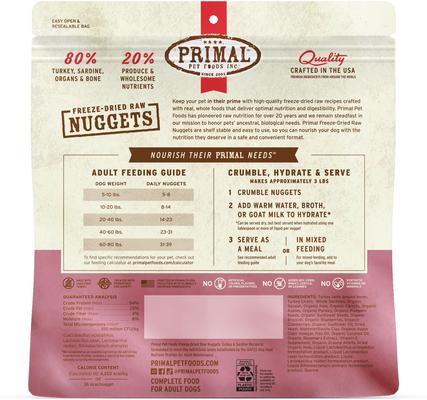 Show full view: Primal Chicken Formula + Turkey & Sardine Formula Nuggets Freeze-Dried Dog Food slide 3 of 9