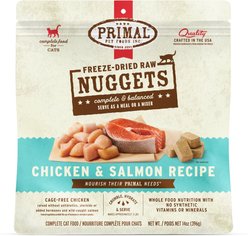 Primal Chicken & Salmon Formula Nuggets Grain-Free Raw Freeze-Dried Cat Food, 14-oz bag