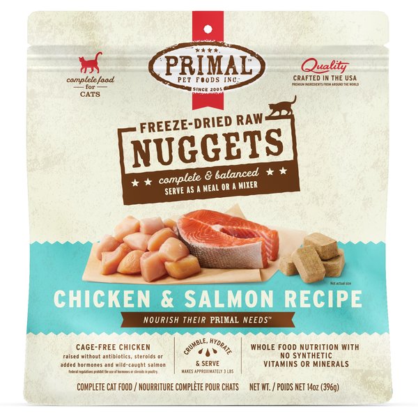 Primal Chicken & Salmon Formula Nuggets Grain-Free Raw Freeze-Dried Cat Food