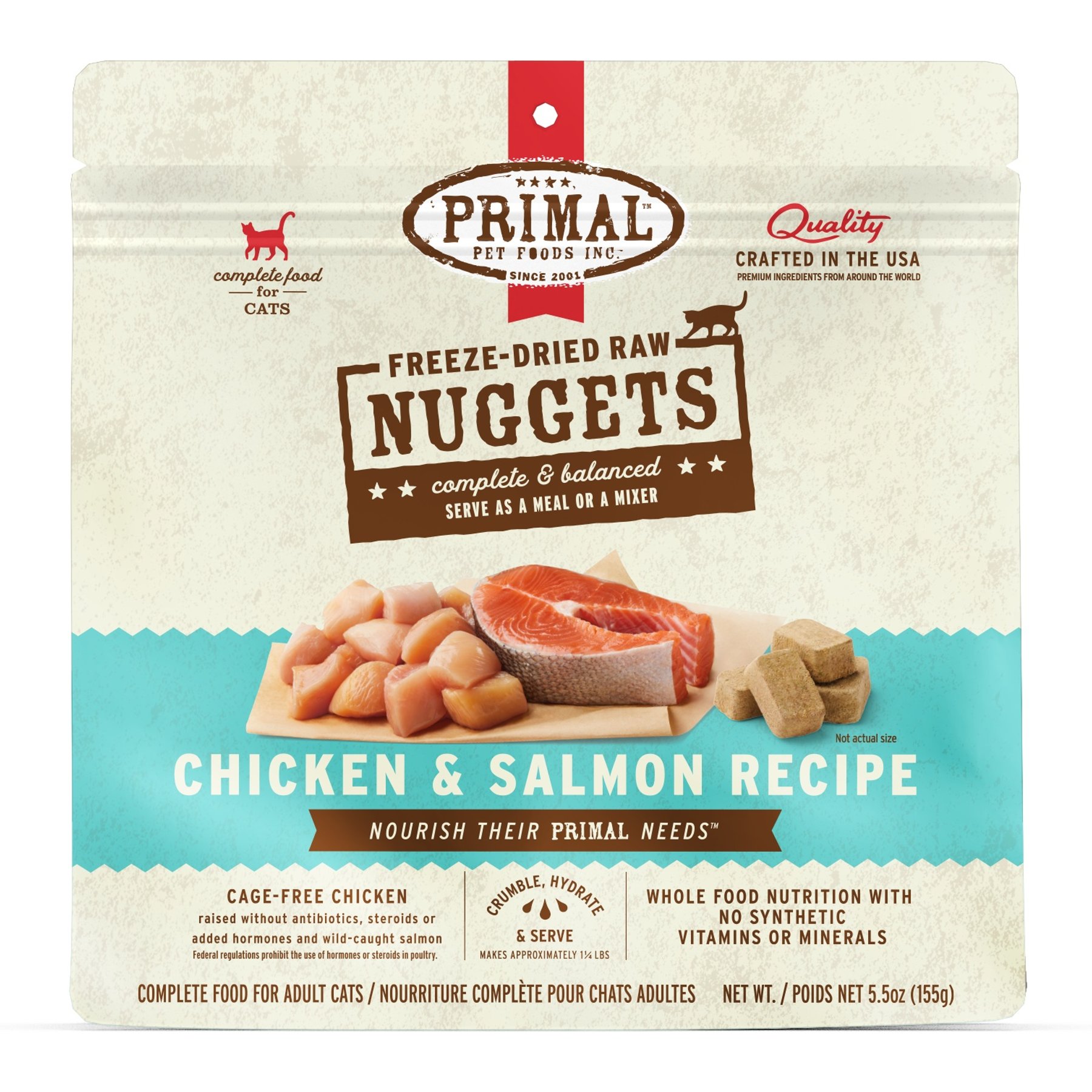 Primal Chicken & Salmon Nuggets Freeze-Dried Cat Food, 5.5-oz bag