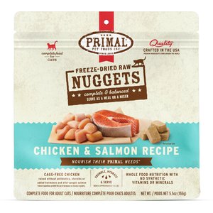 Primal Chicken & Salmon Formula Nuggets Grain-Free Raw Freeze-Dried Cat Food, 5.5-oz bag