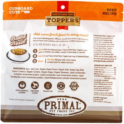 Show full view: Primal Cupboard Cuts Beef Grain-Free Freeze-Dried Raw Dog Food Topper, 18-oz bag slide 3 of 11