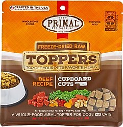 Primal Cupboard Cuts Beef Grain-Free Freeze-Dried Raw Dog Food Topper, 3.5-oz bag