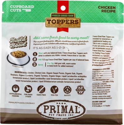 Show full view: Primal Cupboard Cuts Chicken Grain-Free Freeze-Dried Raw Dog Food Topper, 3.5-oz bag slide 3 of 11