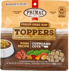 Primal Cupboard Cuts Pork Grain-Free Freeze-Dried Raw Dog Food Topper, 3.5-oz bag