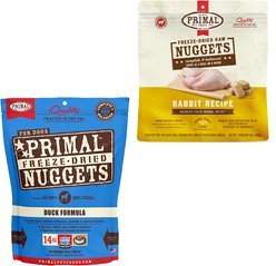 Primal Duck Formula + Rabbit Formula Nuggets Freeze-Dried Dog Food