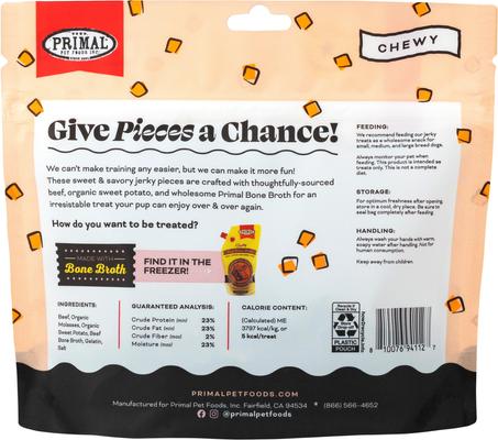 Show full view: Primal Give Pieces A Chance Beef with Broth Flavored Jerky Dog Treats, 4-oz bag slide 3 of 10