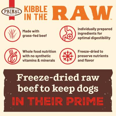 Show full view: Primal Kibble in the Raw Beef Recipe Non-GMO Freeze-Dried Dog Food, 172.8-oz bundle slide 7 of 10