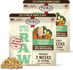 Primal Kibble in the Raw Chicken Recipe Non-GMO Freeze-Dried Dog Food, 172.8-oz bundle