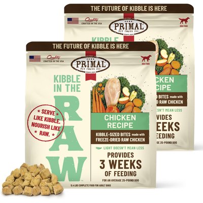 Primal Primal Kibble in the Raw Chicken Recipe Non-GMO Freeze-Dried Dog Food, 172.8-oz bundle