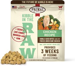 Primal Kibble in the Raw Chicken Recipe Non-GMO Freeze-Dried Dog Food, 86.4-oz bag, 1 count