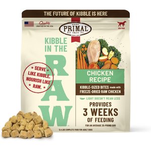 Primal Kibble in the Raw Chicken Recipe Non-GMO Freeze-Dried Dog Food, 86.4-oz bag, 1 count