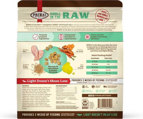 Show full view: Primal Kibble in the Raw Chicken Recipe Non-GMO Freeze-Dried Dog Food, 86.4-oz bag, 1 count slide 3 of 10