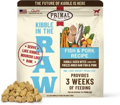 Primal Kibble in the Raw Fish & Pork Recipe Non-GMO Freeze-Dried Dog Food, 86.4-oz bag, 1 count