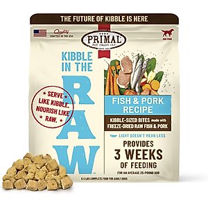 Primal Kibble in the Raw Fish & Pork Recipe Non-GMO Freeze-Dried Dog Food, 86.4-oz bag, 1 count