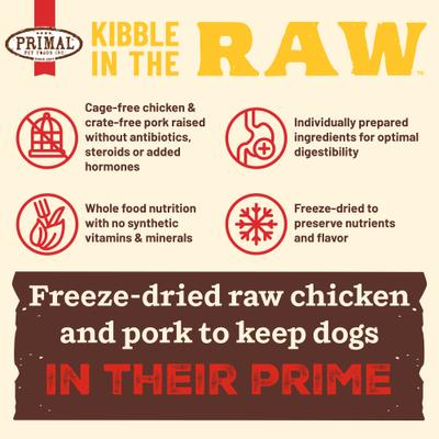 Show full view: Primal Kibble in the Raw Recipe Non-GMO Freeze-Dried Puppy Food, 86.4-oz bag, 1 count slide 7 of 10