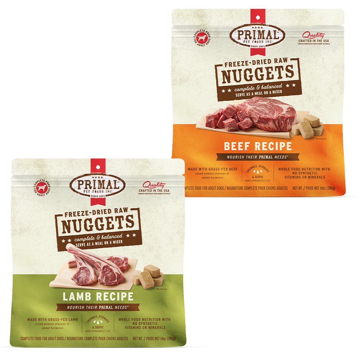 Primal Lamb Formula + Beef Formula Nuggets Freeze-Dried Dog Food