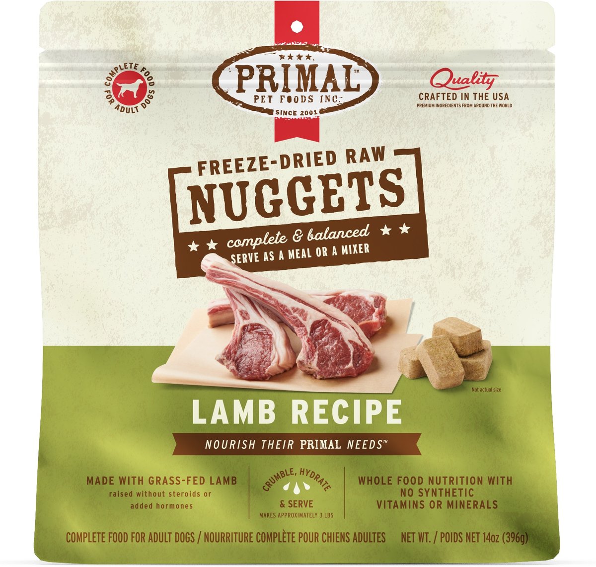 Primal Lamb Formula Nuggets Grain-Free Raw Freeze-Dried Dog Food