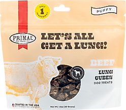Primal Let's All Get A Lung Beef Flavored Crunchy Dog Treats, 1.5-oz bag