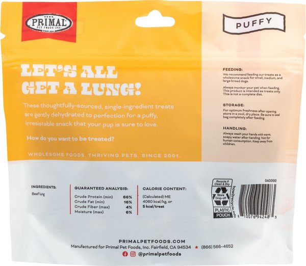 Primal Let's All Get A Lung Lamb Flavored Crunchy Dog Treats