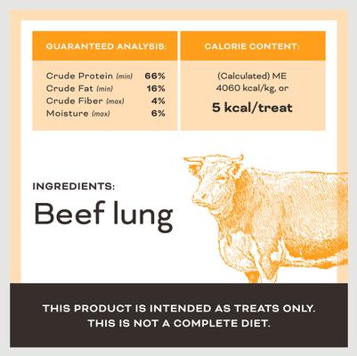 Show full view: Primal Let's All Get A Lung Beef Flavored Crunchy Dog Treats, 1.5-oz bag slide 7 of 8