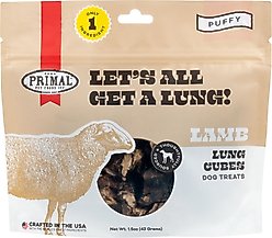 Primal Let's All Get A Lung Lamb Flavored Crunchy Dog Treats, 1.5-oz bag