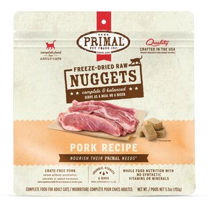 Primal Pork Formula Nuggets Grain-Free Raw Freeze-Dried Cat Food, 5.5-oz bag