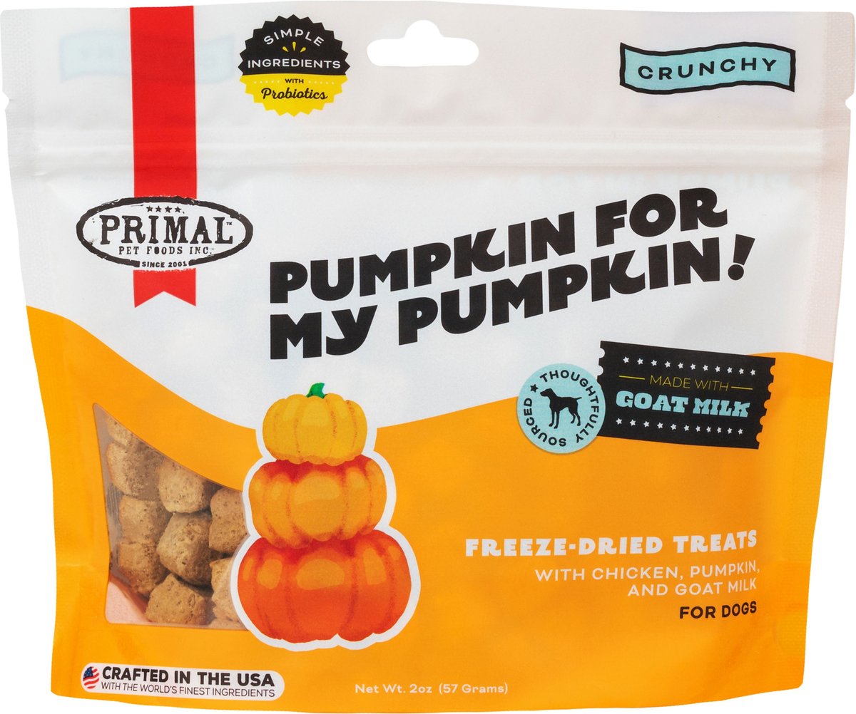 Primal Pumpkin for My Pumpkin Chicken & Pumpkin with Goat Milk Flavored Crunchy Dog Treats, 2-oz bag
