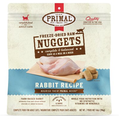 Primal Primal Rabbit Formula Nuggets Grain-Free Raw Freeze-Dried Cat Food, 28-oz bundle