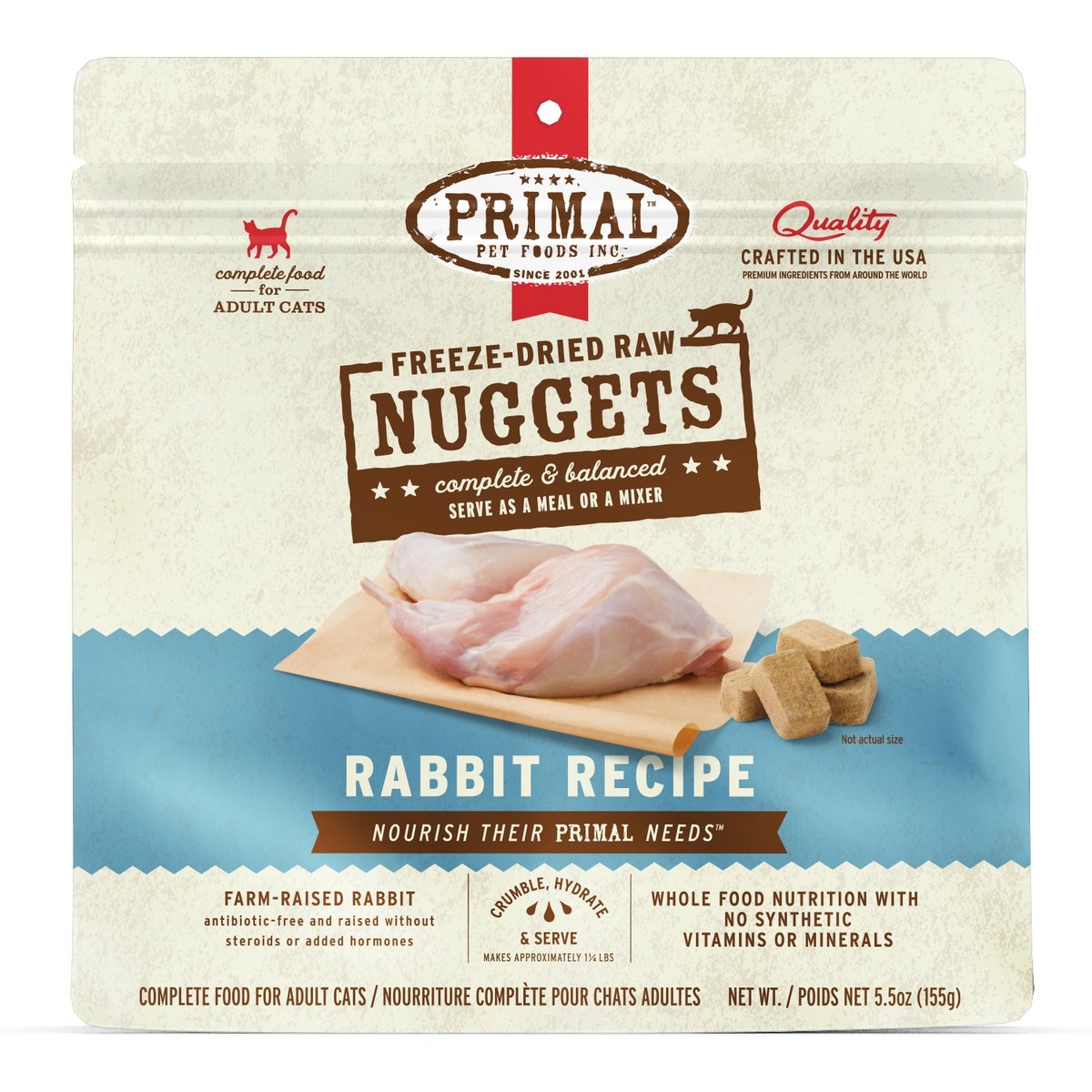 Primal Rabbit Formula Nuggets Grain-Free Raw Freeze-Dried Cat Food, 5.5-oz