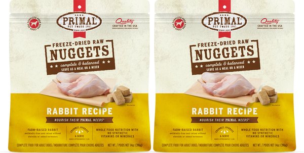 Primal Rabbit Formula Nuggets Grain-Free Raw Freeze-Dried Dog Food