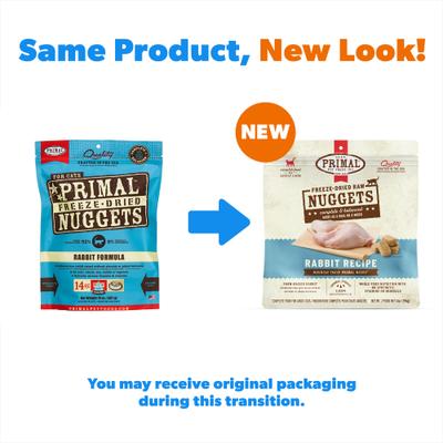 Show full view: Primal Rabbit Formula Nuggets Grain-Free Raw Freeze-Dried Dog Food, 28-oz bundle slide 3 of 9