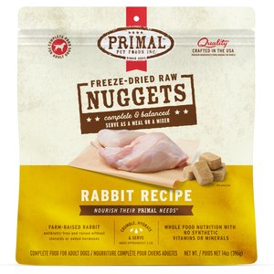 Primal Rabbit Formula Nuggets Grain-Free Raw Freeze-Dried Dog Food, 14-oz