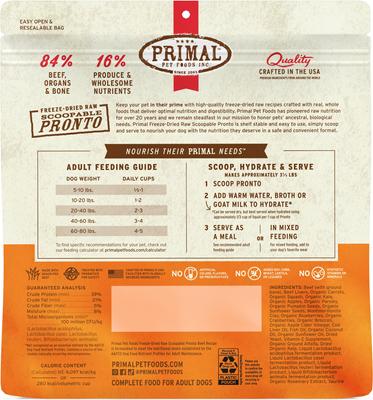 Show full view: Primal Raw Pronto Beef Recipe Dog Freeze-Dried Food, 25-oz bag slide 3 of 11