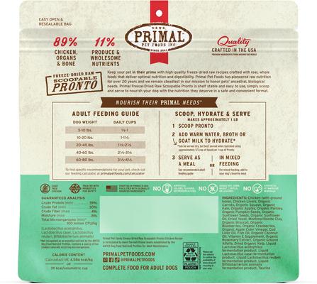 Show full view: Primal Raw Pronto Chicken Recipe Dog Freeze-Dried Food, 16-oz bag slide 3 of 11