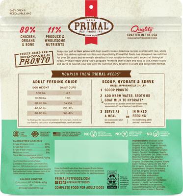 Show full view: Primal Raw Pronto Chicken Recipe Dog Freeze-Dried Food, 50-oz bundle slide 4 of 12