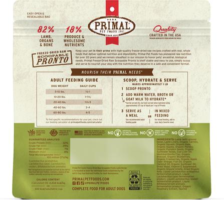Show full view: Primal Raw Pronto Lamb Recipe Dog Freeze-Dried Food, 16-oz bag slide 3 of 11