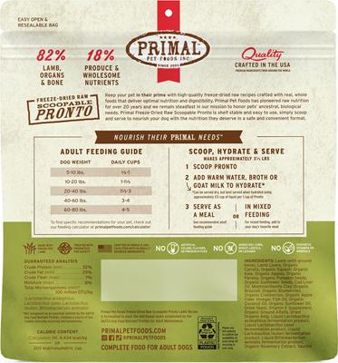 Show full view: Primal Raw Pronto Lamb Recipe Dog Freeze-Dried Food, 25-oz bag slide 3 of 11