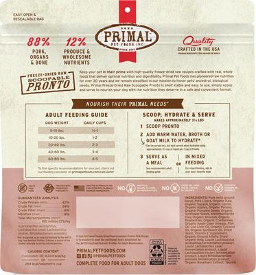 Show full view: Primal Raw Pronto Pork Recipe Dog Freeze-Dried Food, 25-oz bag slide 3 of 11