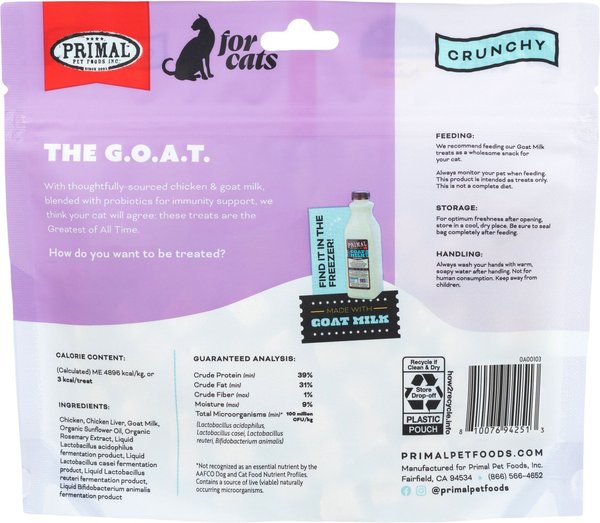 Primal The G.O.A.T. Chicken & Goat Milk Flavored Crunchy Cat Treats