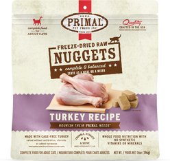 Primal Turkey Formula Nuggets Grain-Free Raw Freeze-Dried Cat Food, 14-oz bag